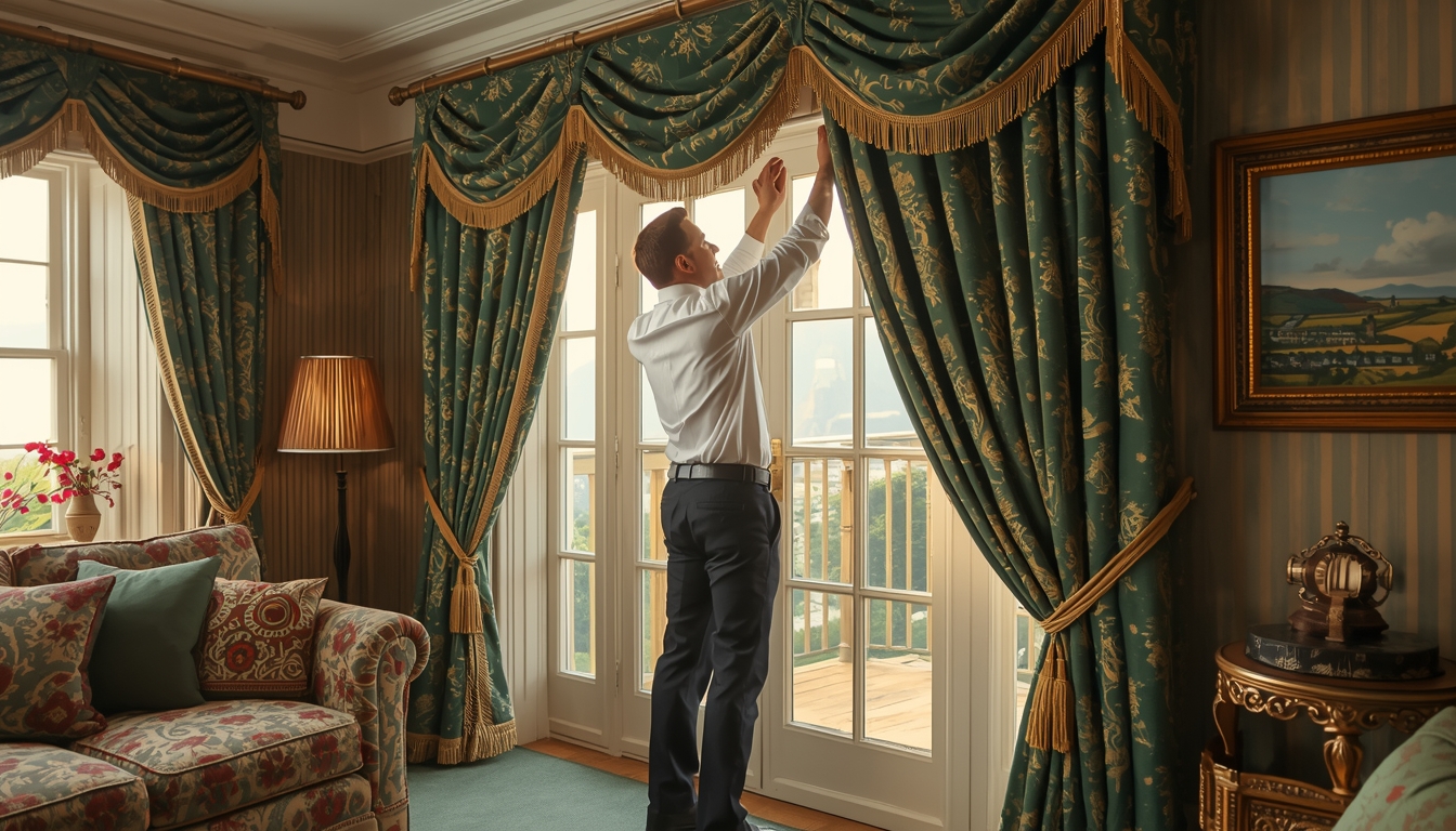 Professional curtain installation service in Irish home